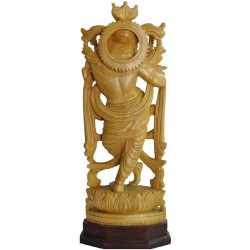 Lord Krishna Wooden Statue