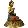 Ashirvad Buddha Coral Stone Brass Idol