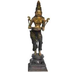 Lady Holding Deepa Brass Statue