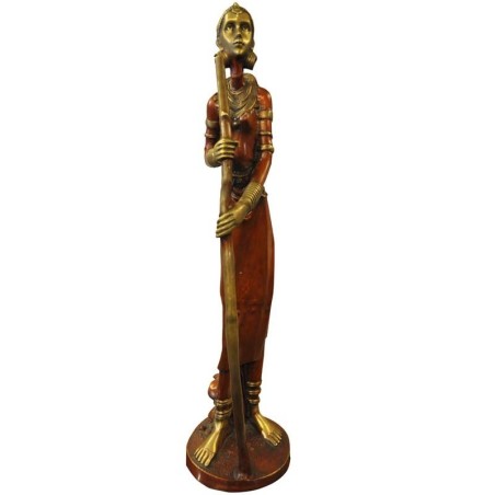 Tribal Lady Brass Statue