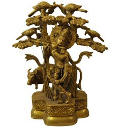 Krishna Under Tree brass Statue