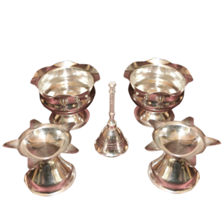 pooja item combo 2, 2 deepa, 2 kumkum cup , 1 bell