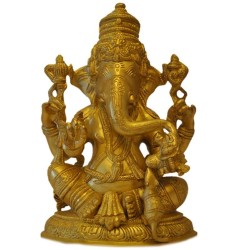 Lord Ganesha brass statue with Mouse