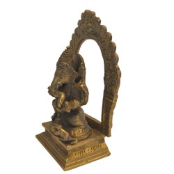 Blessing Ganesha with Mouse Brass Statue