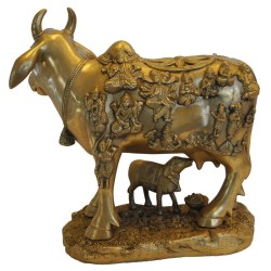 Cow & Calf / Kamadhenu with all God Figures Brass Statue