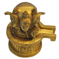 Shivling with 3 Face Shiva Brass Idol 