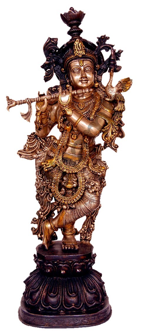 Krishna Brass Statue - Puja Sanskaram