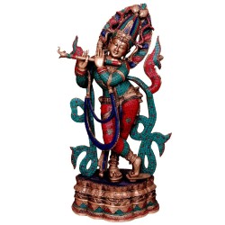 Krishna with Flute Coral Stone Work 