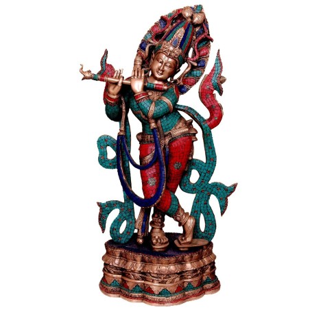Krishna with Flute Coral Stone Work 