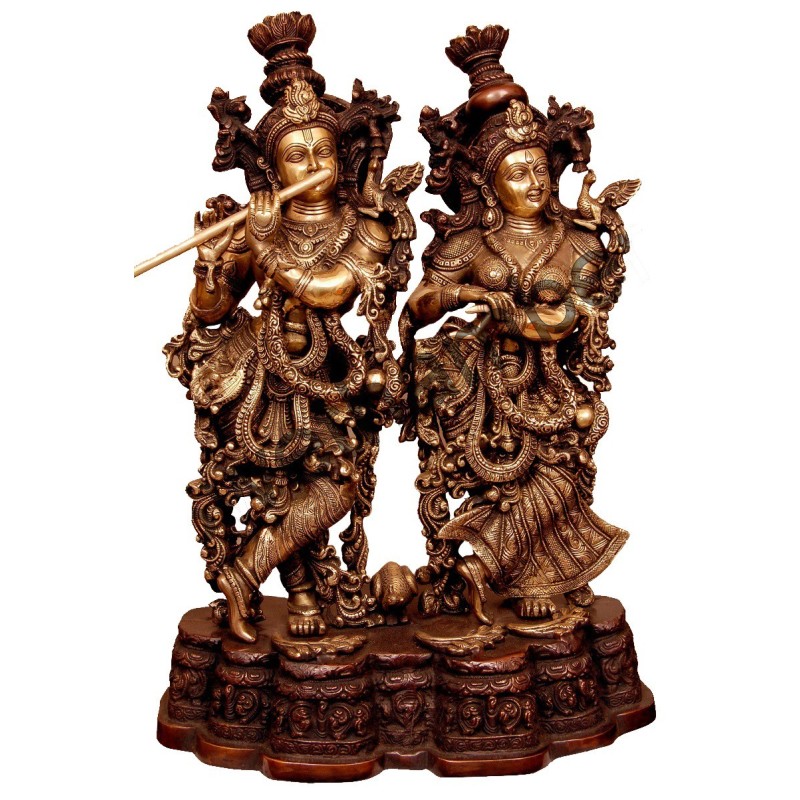 Radha Krishna Brass Statue