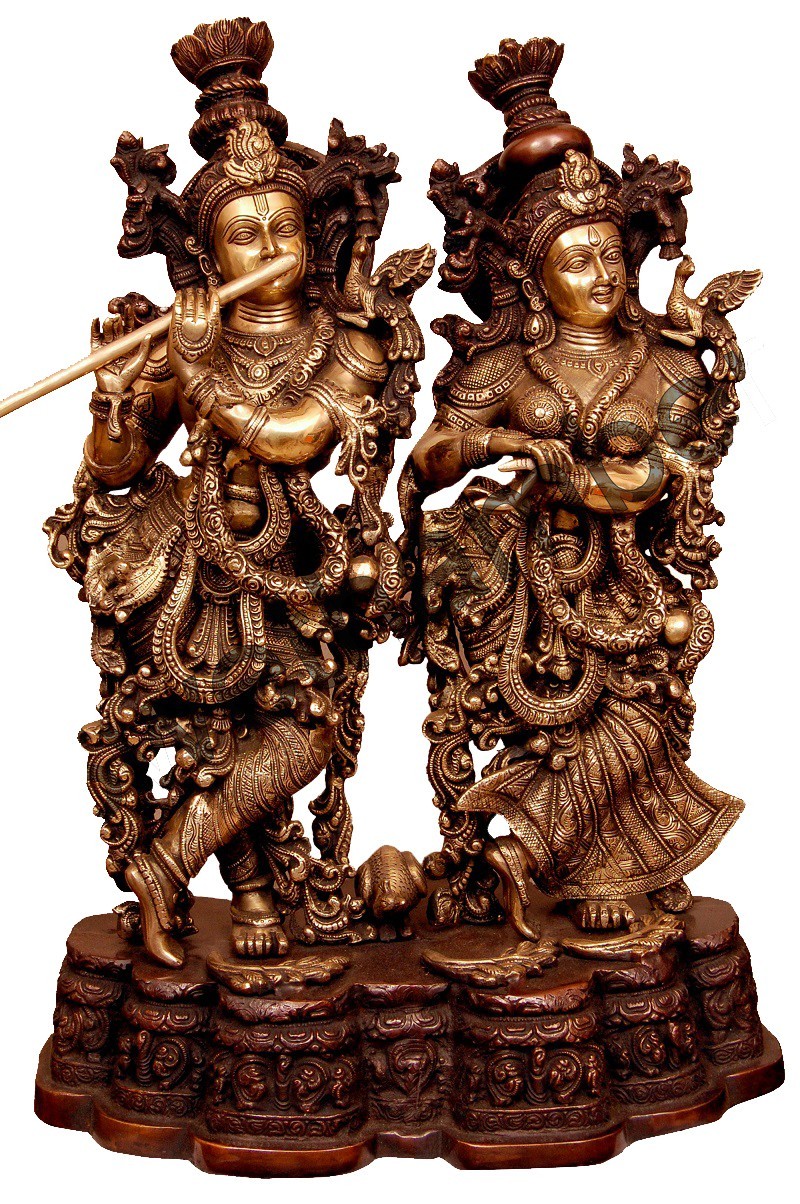 Radha Krishna Brass Statue Puja Sanskaram 