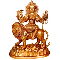 Maa Durga sitting On Lion Brass Statue