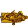 Relaxing Ganesha with mouse Brass Idol