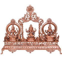 Blessing Ganesha, Lakshmi, Saraswathi in peeta Prabhavalli