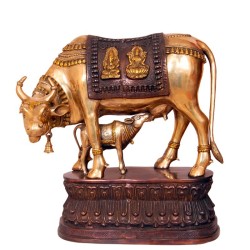 Cow & Calf with Ganesha & Lakshmi Motif