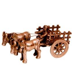 Bull Lock Cart Brass Statue