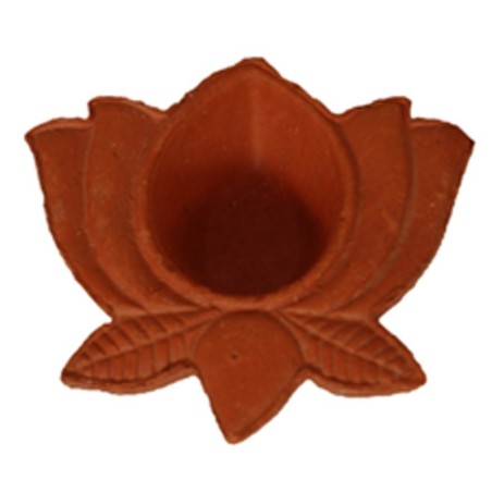 Lotus Shape Ceramic Red Diya