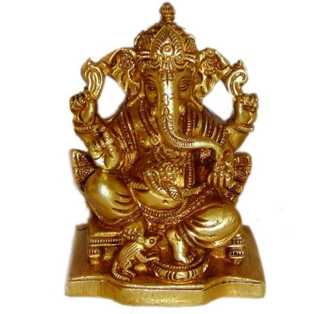 Lord Ganesha with Mouse Brass Idol