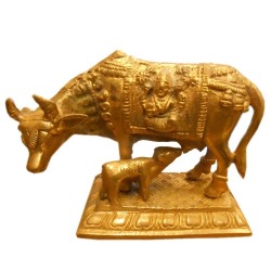 Cow & Calf Brass Statue