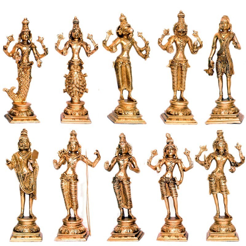 Dashavatara Designed Brass Idol