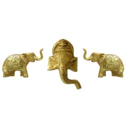 2 Elephants 1 Ganesha Face Combo