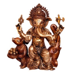 Blessing Ganesha with Mouse & Elephant 