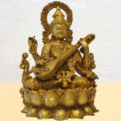Saraswathi on Lotus / Kamala Brass Statue