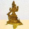 Saraswati Sitting on Peeta Brass Idol