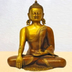Dhyana Buddha in Double Colour Brass Statue