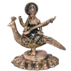 Saraswati sitting on Peacock