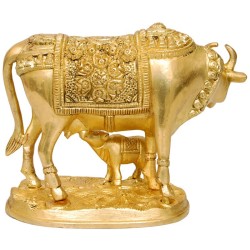 Cow and Calf Brass Statue