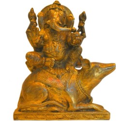 Ganesha sitting on Mouse Brass Statue