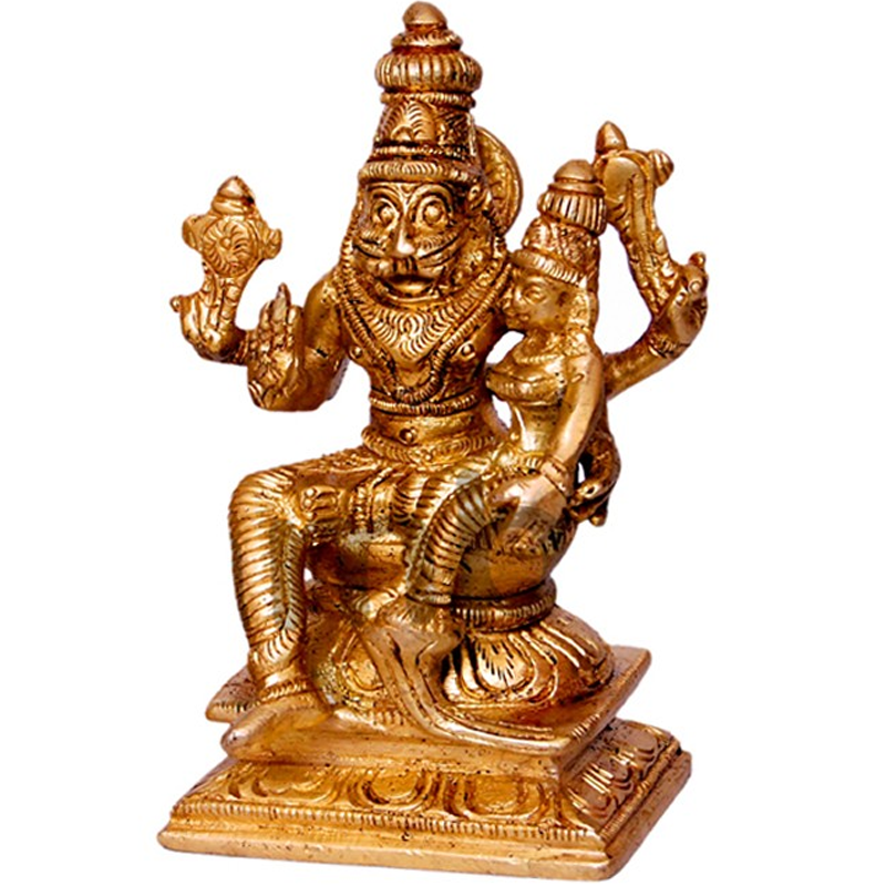 Lakshmi Narasimha Brass Statue - Puja Sanskaram