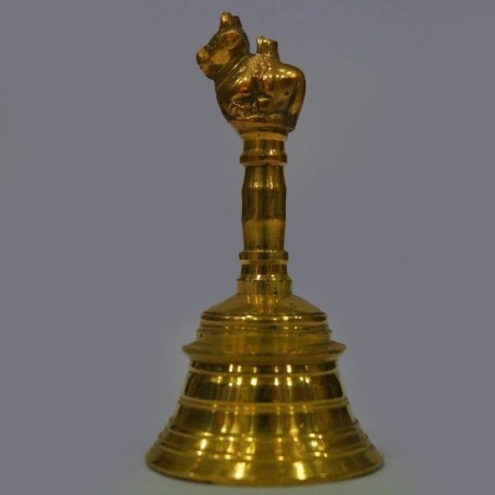 Carved Nandi Pooja Bell shining brass idol for festivals