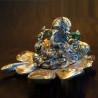 Lord Ganesha sitting on flower Aluminium idol
