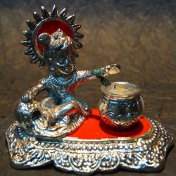 Bal Krishna playing with cheese Aluminium idol