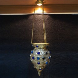 Brass Hanging lamp with Blue Studs