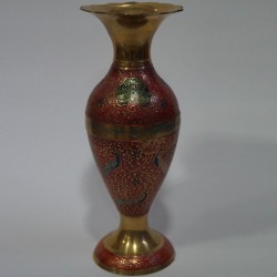 Red painted brass coated flower vase 