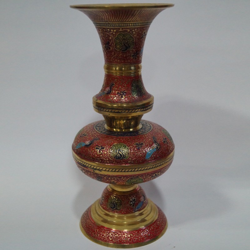 Brass Flower Vase Moulded Into Jar Shape Puja Sanskaram