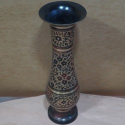 Black flower design brass flower vase