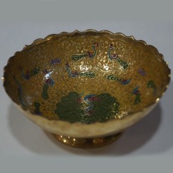 Peacock designed brass fruit bowl 
