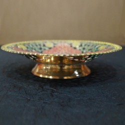Bright red painted designed brass fruit bowl 