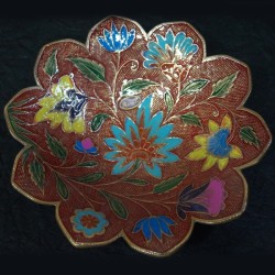 Flower shaped brass fruit bowl and crafted inside