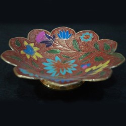 Flower shaped brass fruit bowl and crafted inside