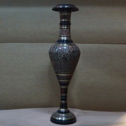 Engraved designed black flower vase