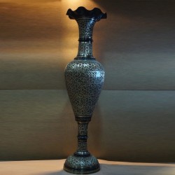 Black crafted long brass flower vase