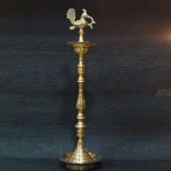Long Kerala brass deepa with peacocl