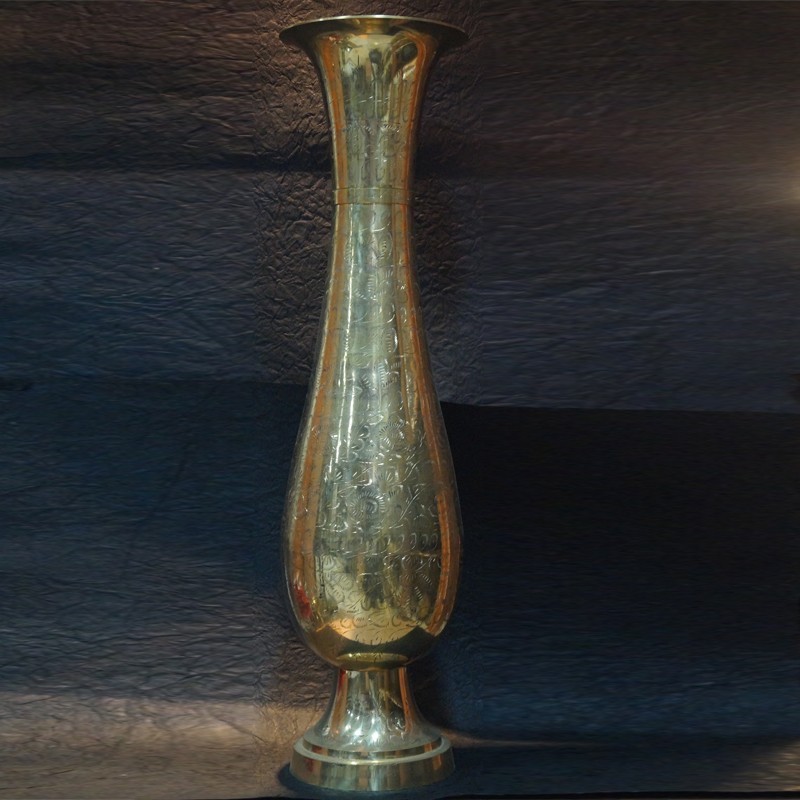 Long brass flower vase