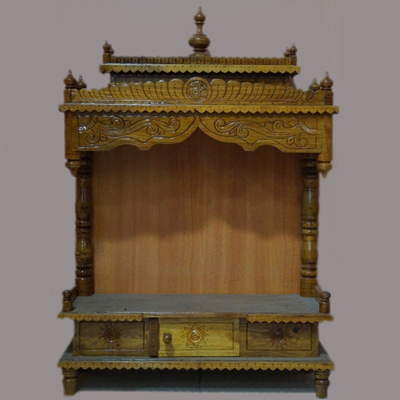 Designed teak wooden mantap with drawer