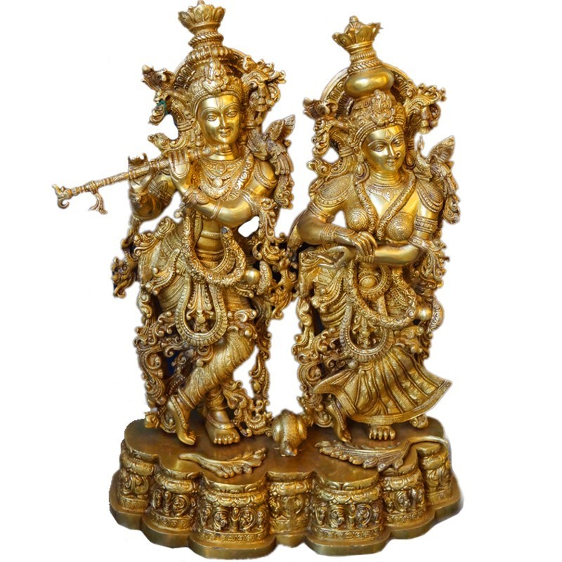 Unique hand crafted Radha Krishna Brass Statue
